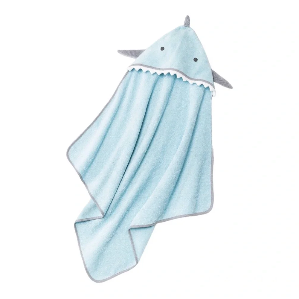 Cloud Island Blue Shark Hooded Bath Towel